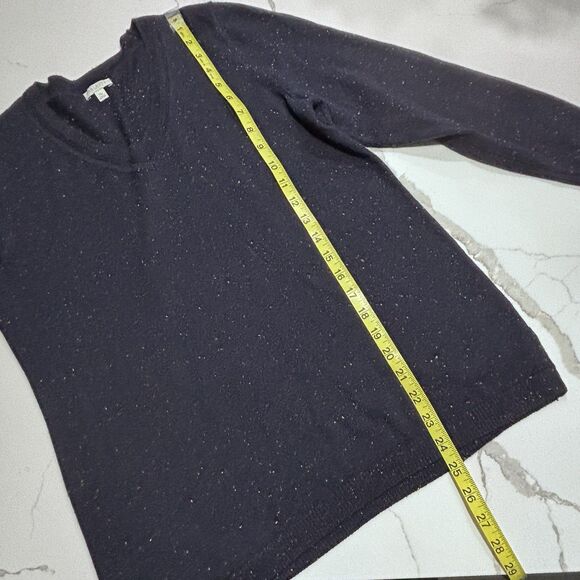 Talbots | Women’s Navy Speckled V neck Pullover Knit Sweater Sleeve Buttons Mp - Picture 13 of 14